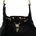 Suede Quilted Medium Chanel 25 Handbag Black