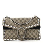 GG Supreme Monogram Crystal Small Dionysus Shoulder Bag Black