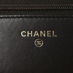 Lambskin Quilted Trendy CC Wallet On Chain WOC Dark Brown