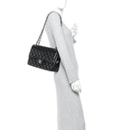 Patent Quilted Jumbo Double Flap Black