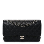 Caviar Quilted Medium Double Flap Black