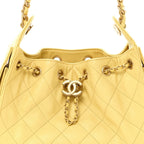 Caviar Quilted Mini Chanel 25 Handbag Yellow