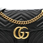 Calfskin Matelasse Small GG Marmont Shoulder Bag Black