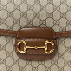 GG Supreme Monogram Azalea Calfskin Horsebit 1955 Shoulder Bag Beige Brown Sugar