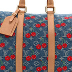 LV X TM Monogram Denim Cerises Keepall Bandouliere 45 Blue