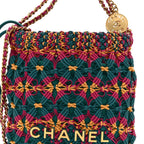 Calfskin Macrame Mini Chanel 22  Green Purple Yellow