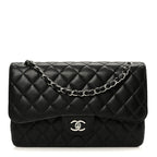 Caviar Quilted Jumbo Double Flap Black