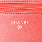 Lambskin Quilted Wallet On Chain WOC Red