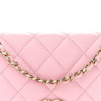 Caviar Quilted Wallet on Chain WOC Light Pink