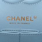 Caviar Quilted Small Double Flap Light Blue