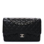 Caviar Quilted Jumbo Double Flap Black