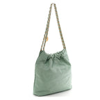 Shiny Calfskin Quilted Small Chanel 22 Light Green