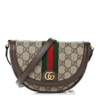 GG Supreme Monogram Textured Dollar Calfskin Web Mini Ophidia Flap Shoulder Bag Beige Ebony New Acero