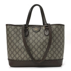 GG Supreme Monogram Textured Calfskin Small Ophidia Shoulder Tote Bag Beige Ebony New Acero