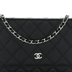 Caviar Quilted Wallet on Chain WOC Black
