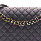 Iridescent Goatskin Quilted New Medium Boy Flap Purple