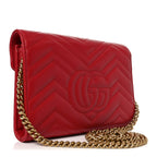 Calfskin Matelasse GG Marmont Chain Wallet Hibiscus Red