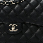 Caviar Quilted Jumbo Double Flap Black