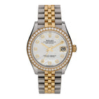 Stainless Steel 18K Yellow Gold Diamond Bezel Mother of Pearl 31mm Oyster Perpetual Datejust Watch 278383RBR