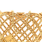 Metal Metallic Lambskin Quilted CC Heart Minaudiere Crossbody Gold