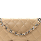 Caviar Quilted Small Double Flap Beige