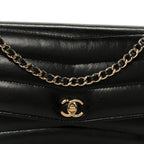 Lambskin Chevron Quilted Wallet On Chain WOC Black
