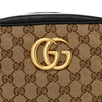 Monogram Matelasse Diagonal Small GG Marmont Chain Shoulder Bag Beige Black