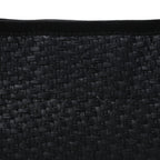 Straw Raffia Calfskin Chain Small Deauville Tote Black