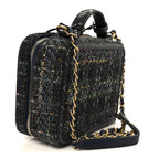 Tweed Snakeskin Quilted Medium CC Filigree Vanity Case Dark Navy