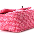 Wool Tweed Quilted Mini Rectangular Flap Dark Pink Fuchsia