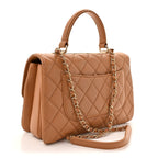 Lambskin Quilted Medium Trendy CC Flap Dual Handle Bag Camel