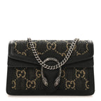 Jacquard Black Denim GG Monogram Super Mini Dionysus Shoulder Bag Black Ivory