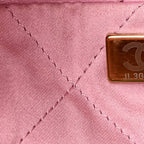 Shiny Calfskin Quilted Chanel 22 Drawstring Bag Pink
