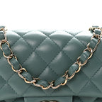 Lambskin Quilted Mini Rectangular Flap Green