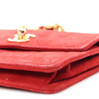 Suede Quilted Mini Square Flap Red