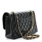 Caviar Quilted Medium Double Flap Black