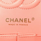 Lambskin Quilted Small Double Flap Light Orange