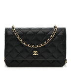 Caviar Quilted Wallet on Chain WOC Black