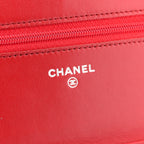 Lambskin Camellia Embossed Wallet On Chain WOC Red