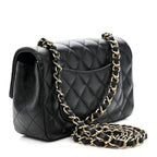 Lambskin Quilted Mini Rectangular Flap Black