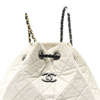 Aged Calfskin Quilted Small Gabrielle Backpack Black White