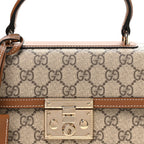 GG Supreme Monogram Small Padlock Top Handle Shoulder Bag Beige Ebony Dark Brown