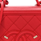 Caviar Quilted Medium CC Filigree Vanity Case Red