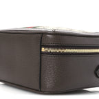 GG Supreme Monogram Textured Dollar Calfskin Mini Ophidia Top Handle Square Shoulder Bag Beige Ebony New Acero