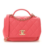 Caviar Quilted Small Business Affinity Flap Coral
