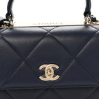 Lambskin Quilted Medium Trendy CC Flap Dual Handle Bag Blue