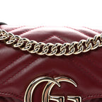 Calfskin Matelasse Small GG Marmont Shoulder Bag  Rosso Ancora