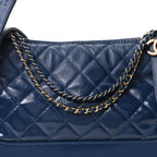 Patent Goatskin Quilted Medium Gabrielle Hobo Blue