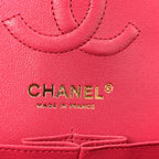 Caviar Quilted Small Double Flap Dark Pink