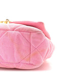 Denim Quilted Medium Chanel 19 Flap Neon Pink